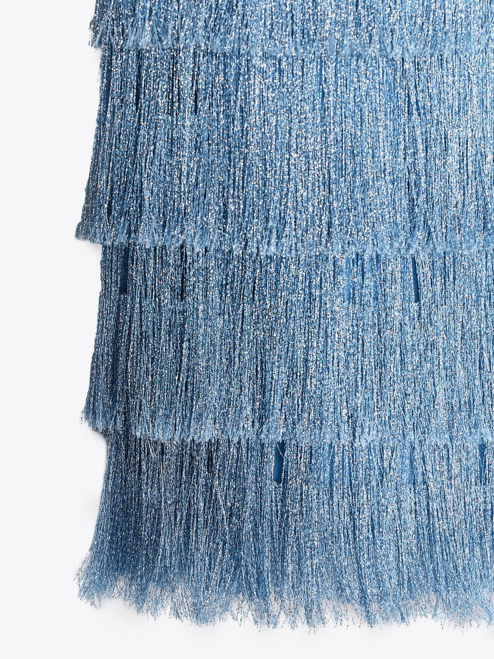 ZARA Layered Blue Fringe Short Dress. NWT - Picture 8 of 15